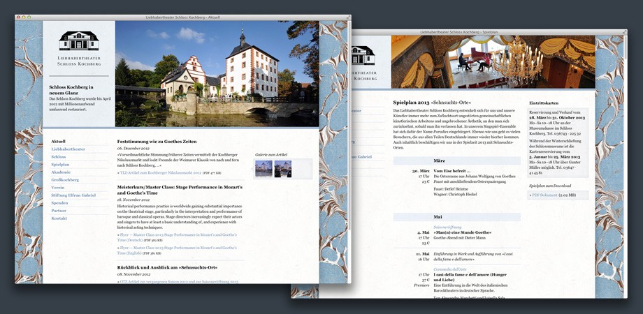 Liebhabertheater Schloss Kochberg Website 2013