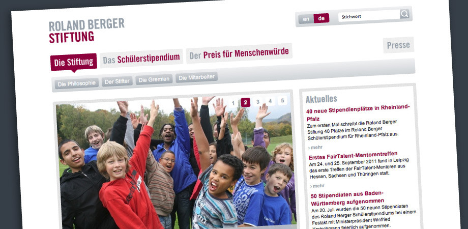 Roland Berger Stiftung – Website Startseite
