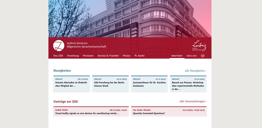 Neue Website des Leibniz ZAS Berlin · 2022 