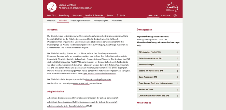 Neue Website des Leibniz ZAS Berlin · 2022